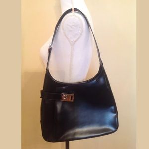 Salvatore Ferragamo Black leather Gancio Hobo Bag